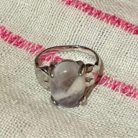 rose quartz & sterling silver ring--size 5 - Picture 6 of 7